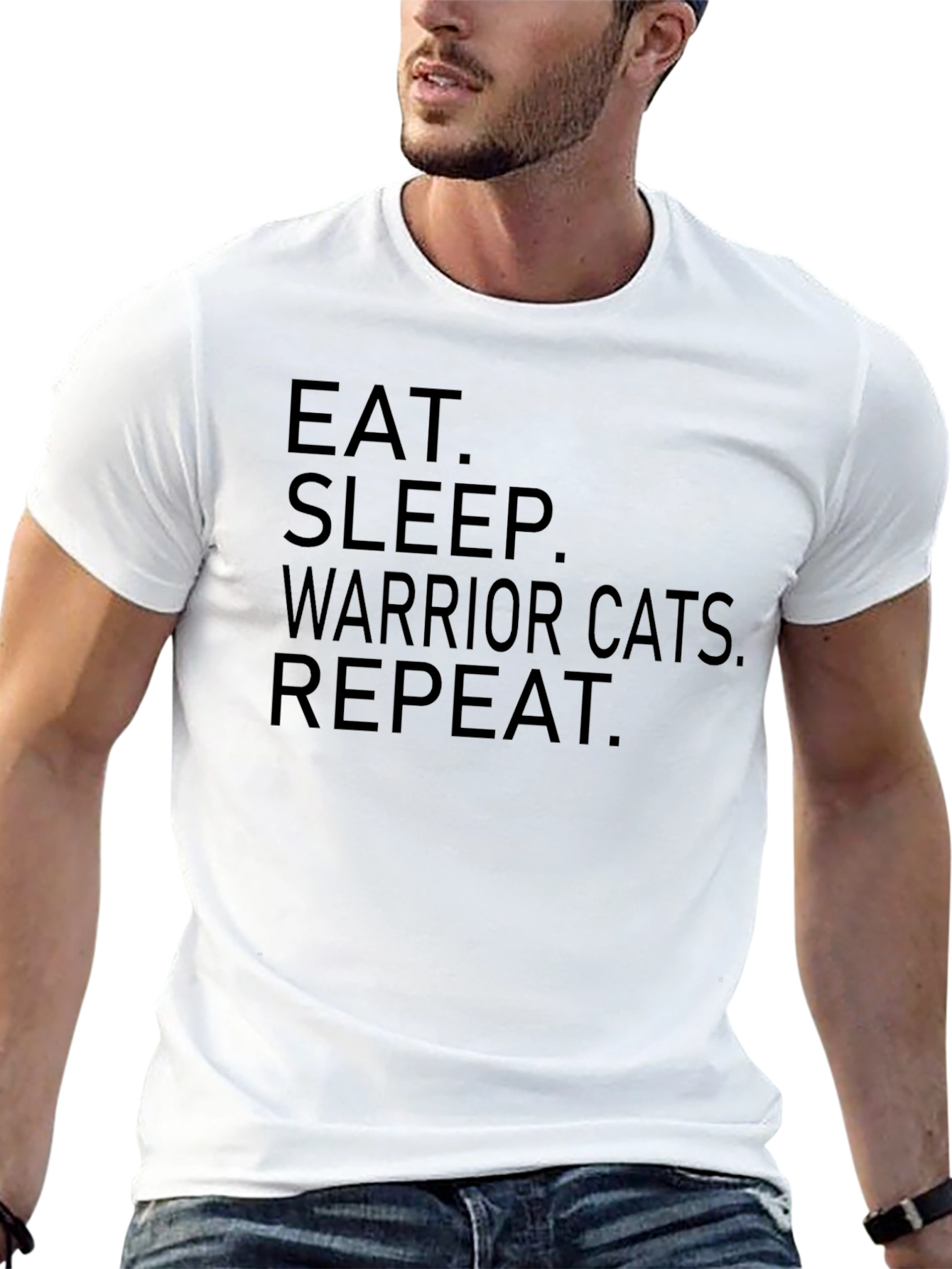 Eat Sleep Warrior Cats Repeat Black T-Shirt