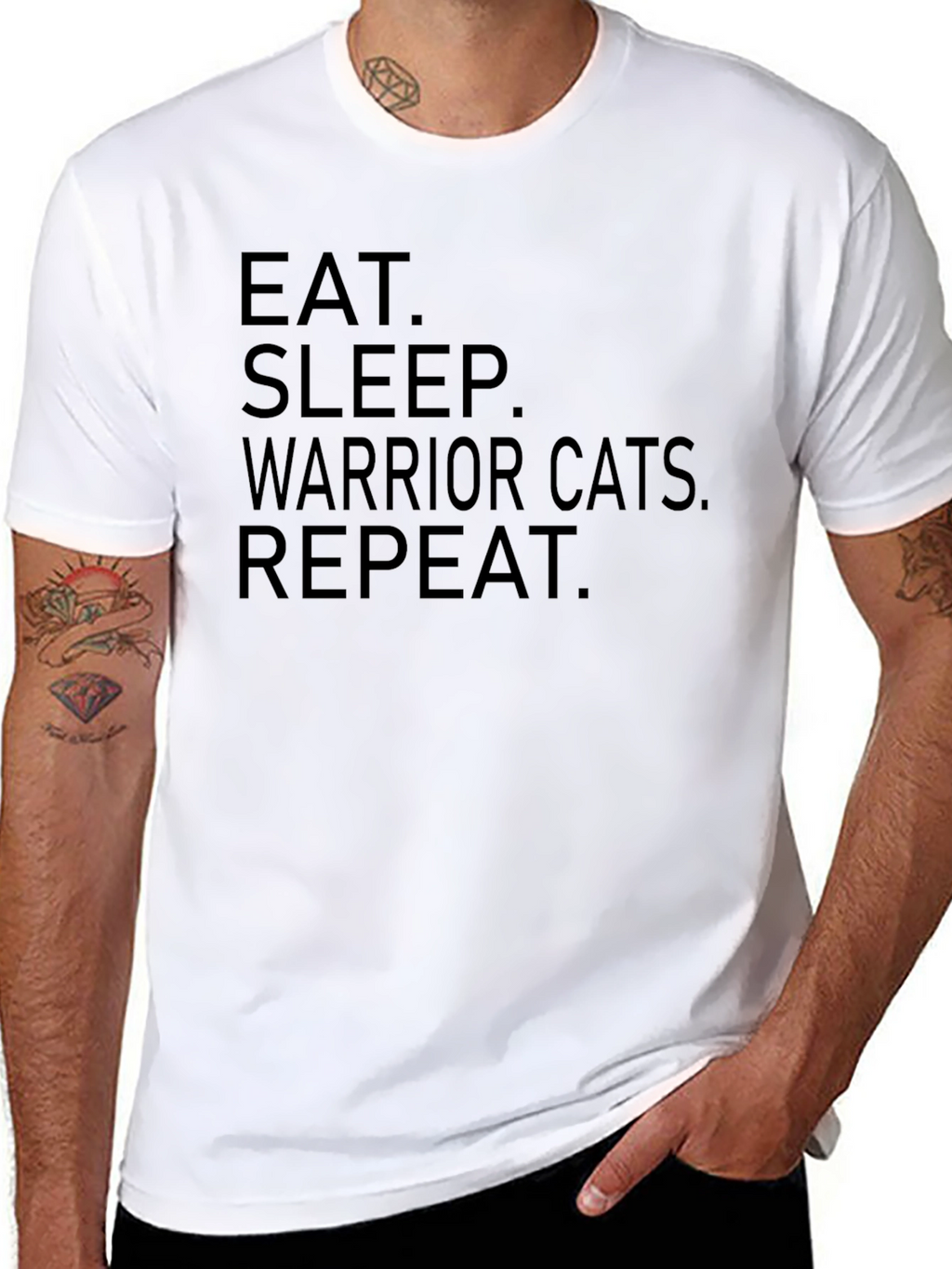 Eat Sleep Warrior Cats Repeat Black T-Shirt