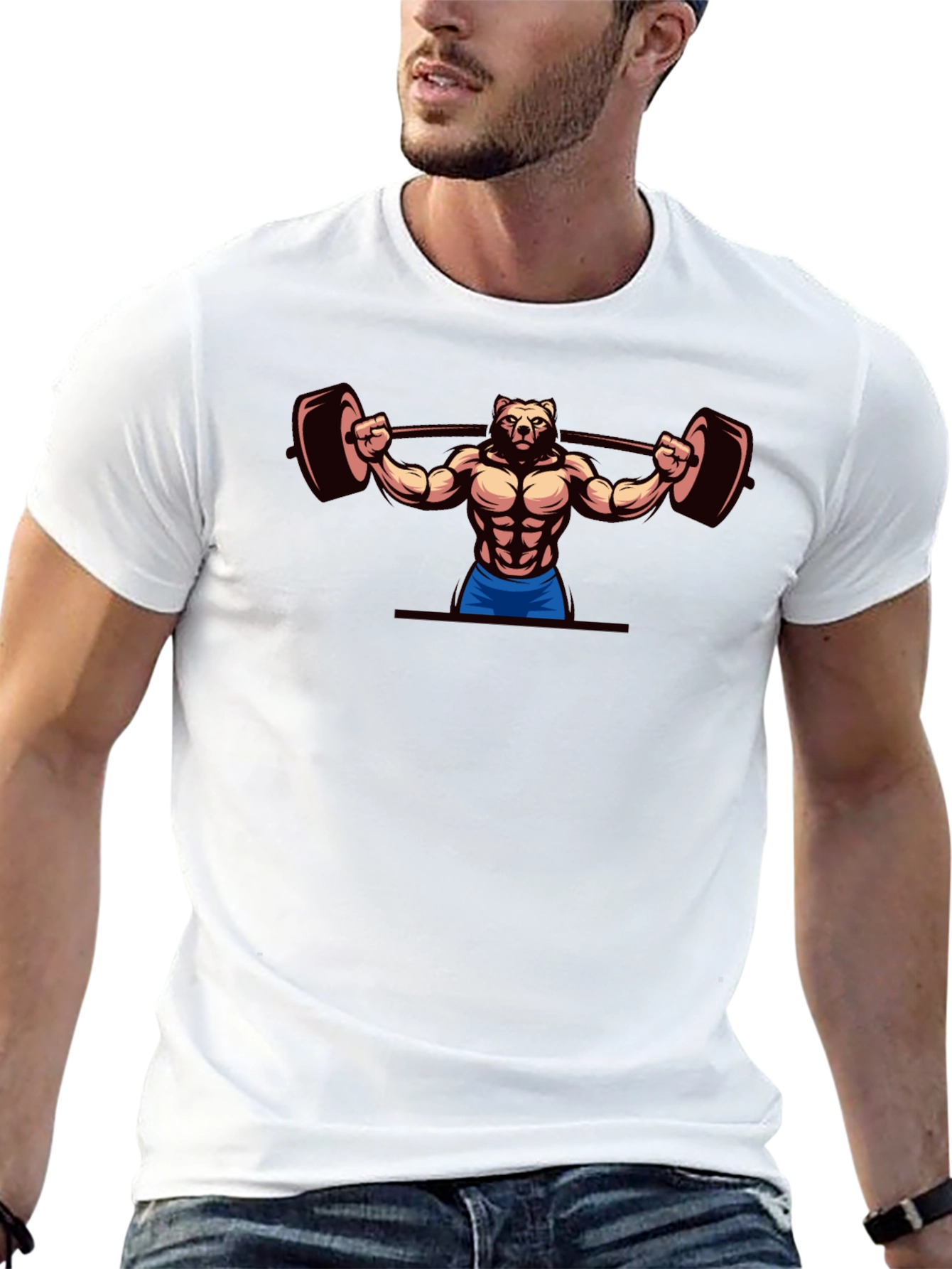 Bear Lifting Barbell T-Shirt - Gym Workout Apparel