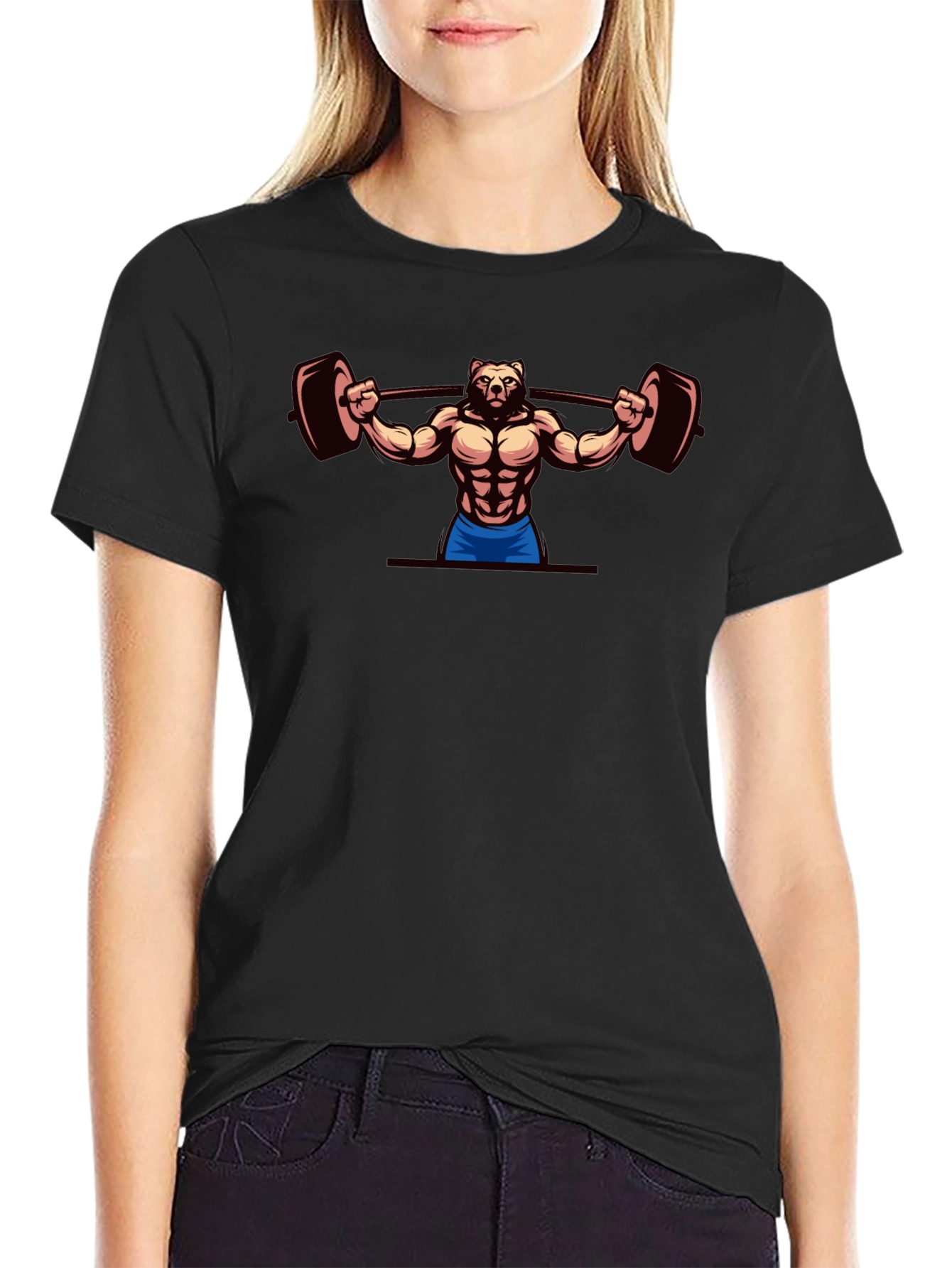 Bear Lifting Barbell T-Shirt - Gym Workout Apparel