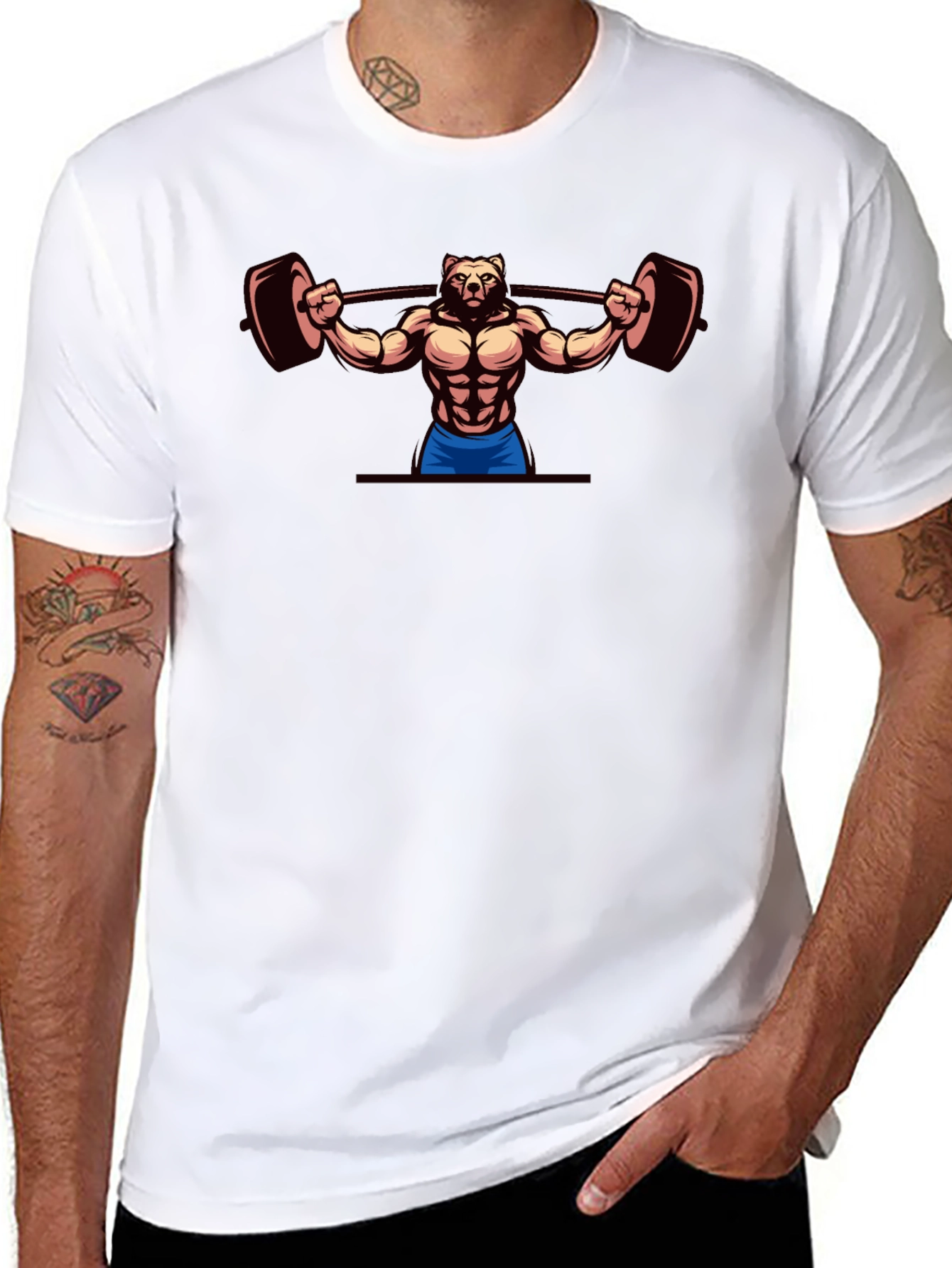 Bear Lifting Barbell T-Shirt - Gym Workout Apparel