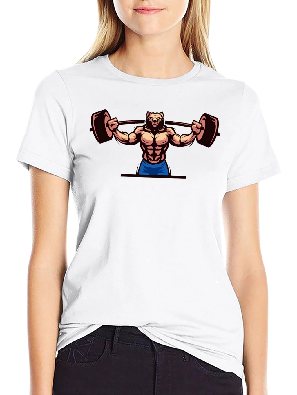Bear Lifting Barbell T-Shirt - Gym Workout Apparel