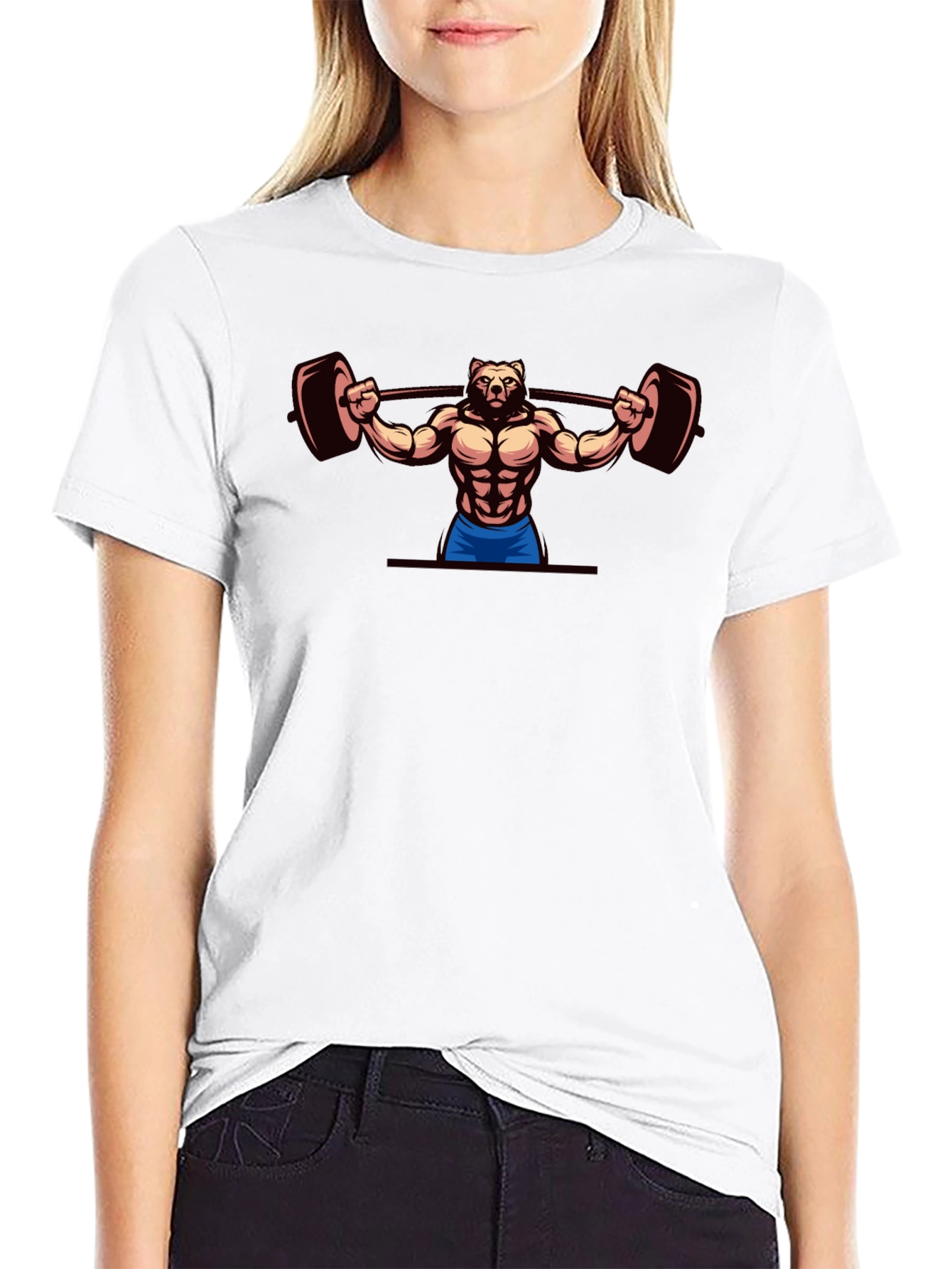 Bear Lifting Barbell T-Shirt - Gym Workout Apparel
