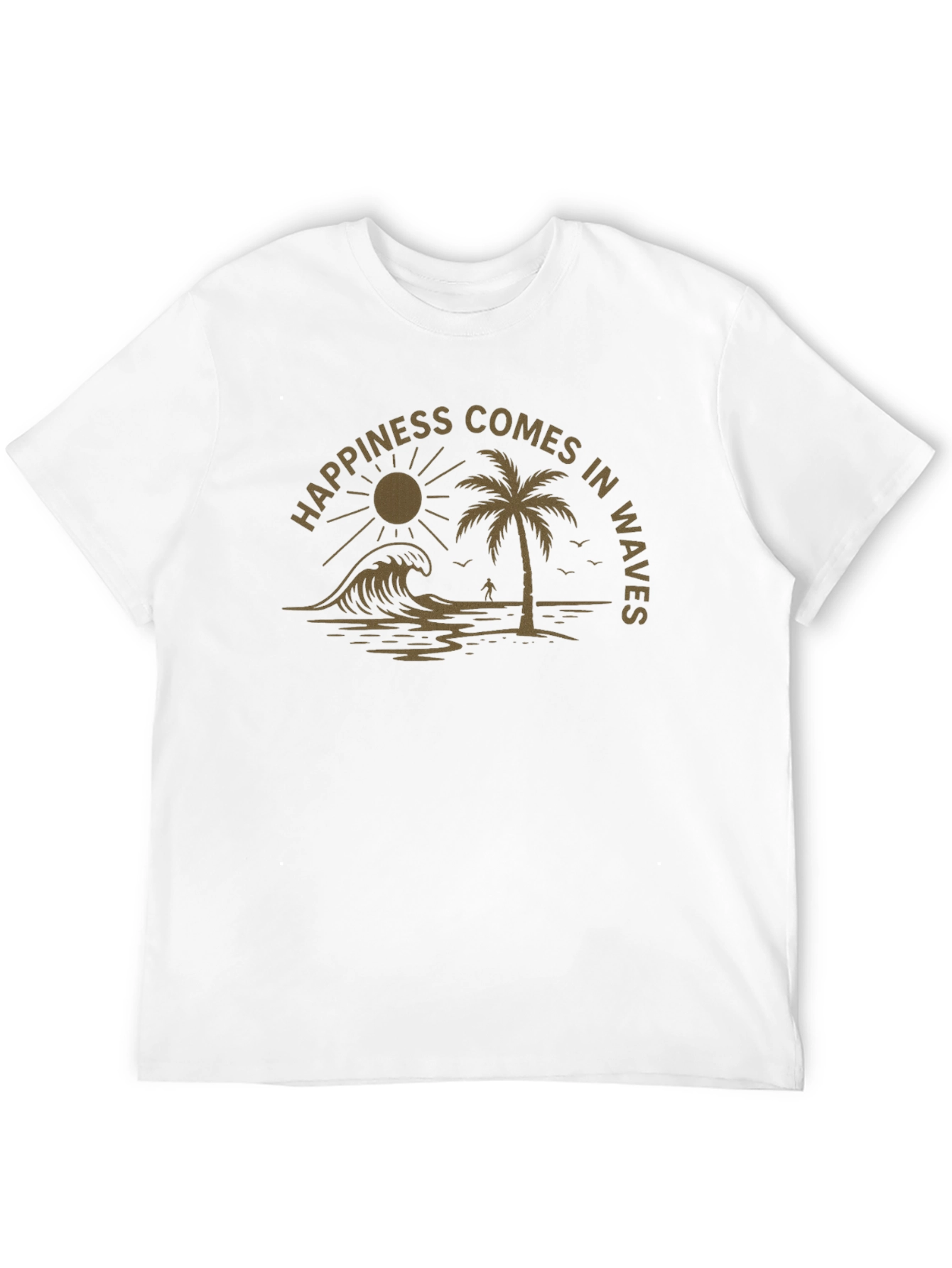 Happiness Comes in Waves Black Graphic Tee