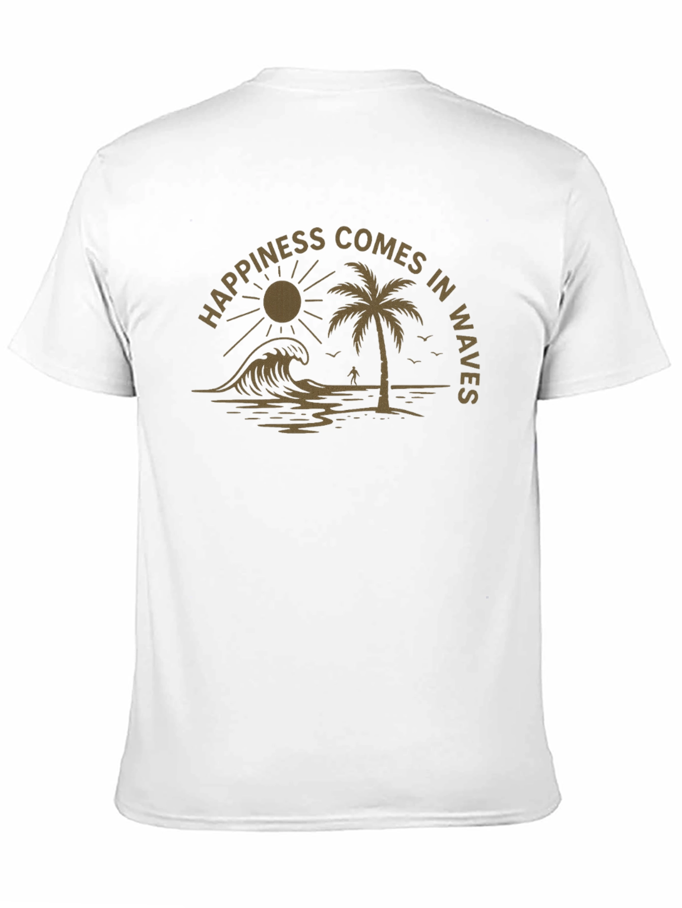 Happiness Comes in Waves Black Graphic Tee
