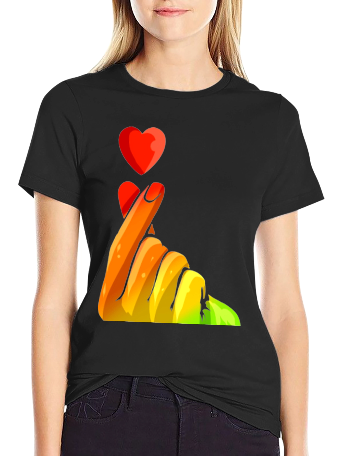 Heart Fingers Graphic Tee - Express Your Love!