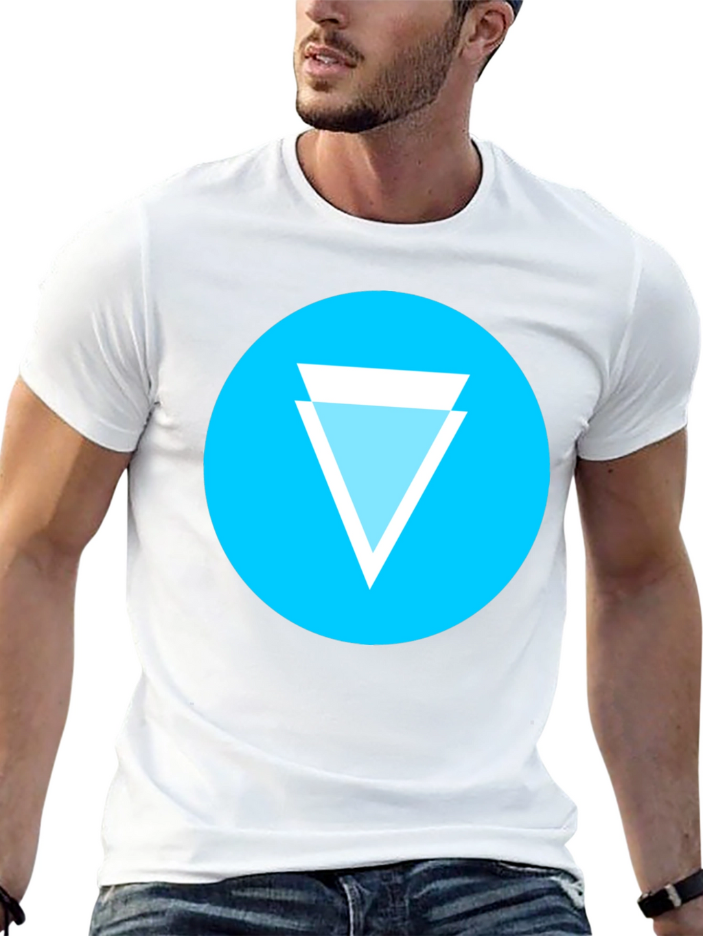Geometric Tee: Cyan Circle Design T-Shirt