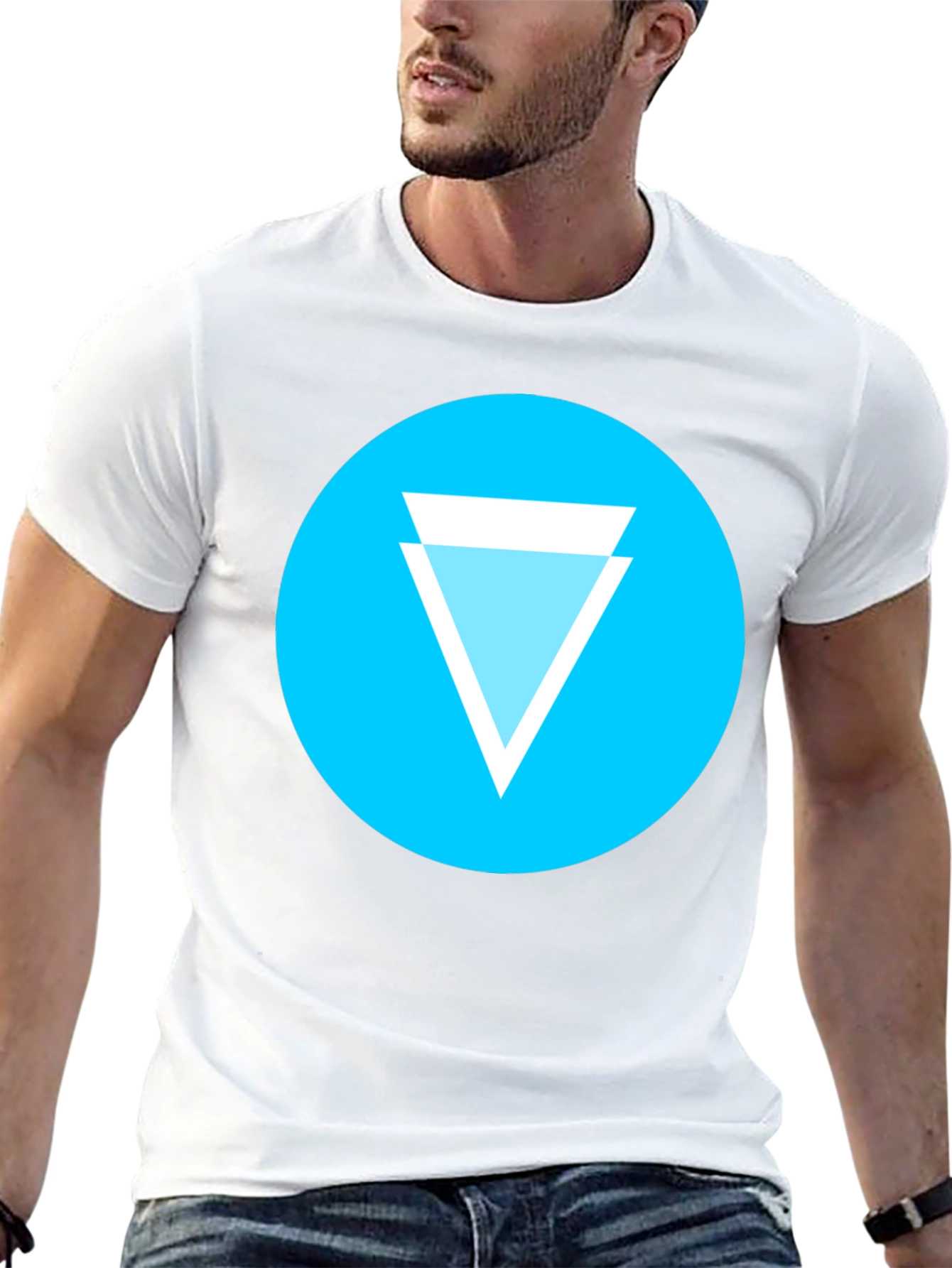 Geometric Tee: Cyan Circle Design T-Shirt