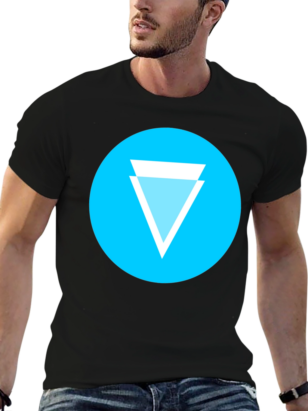 Geometric Tee: Cyan Circle Design T-Shirt