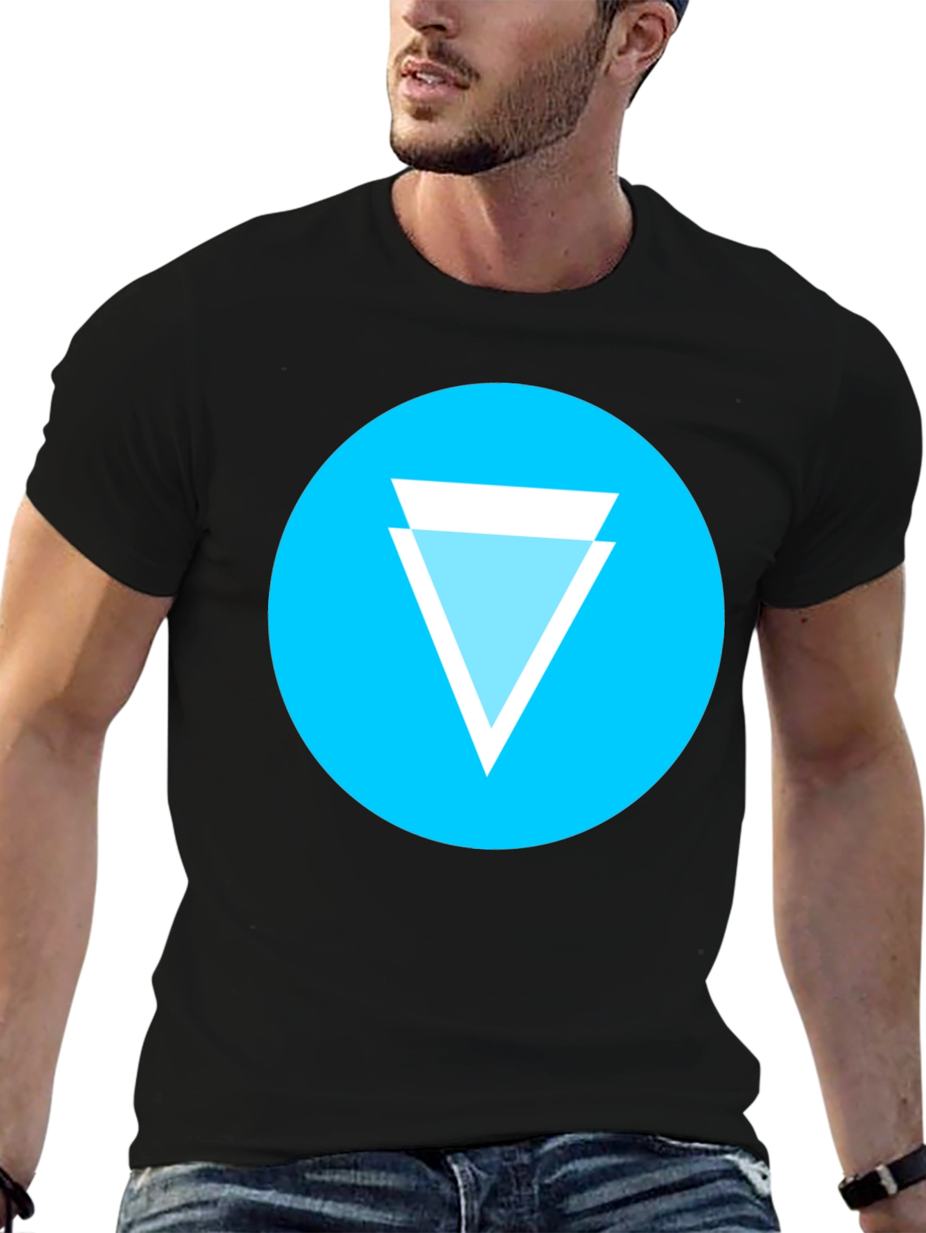 Geometric Tee: Cyan Circle Design T-Shirt