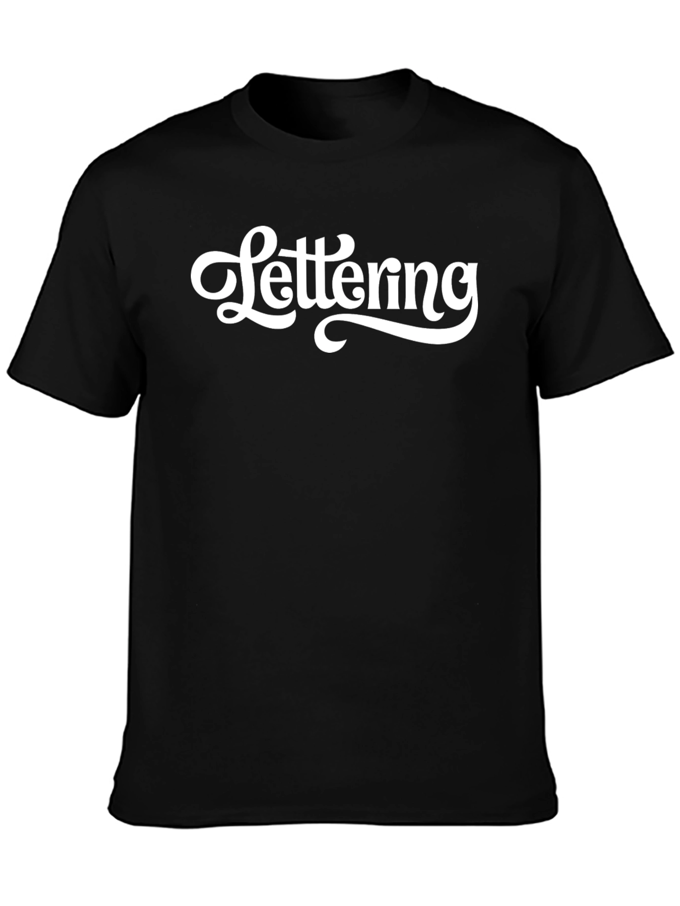 Lettering White Graphic Print Black T-Shirt