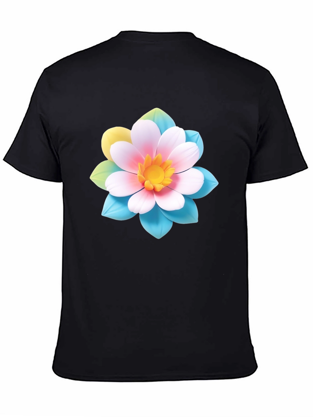 Floral Graphic Tee - Black Cotton Blend T-Shirt