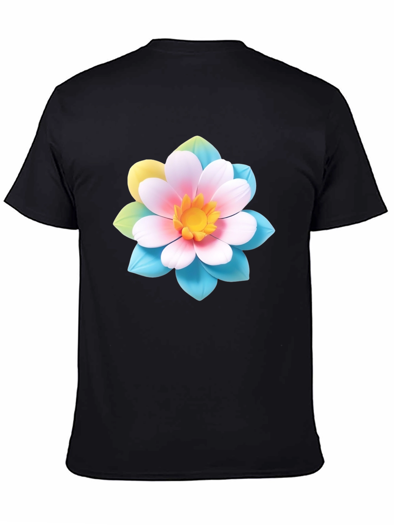 Floral Graphic Tee - Black Cotton Blend T-Shirt