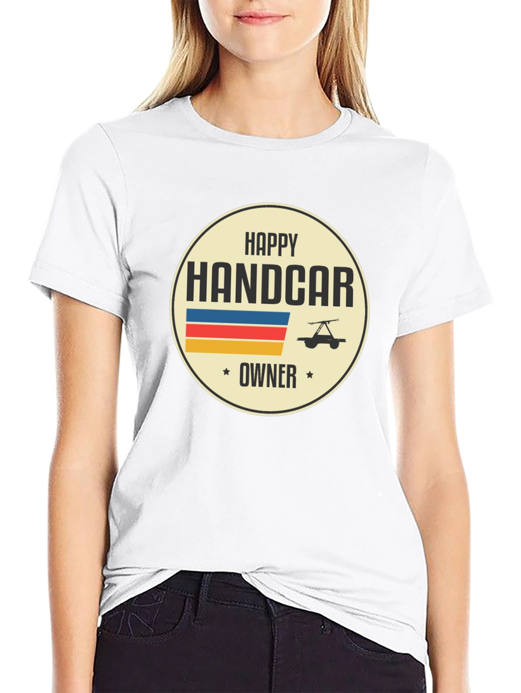 Happy Handcar Owner T-Shirt - Black Graphic Tee