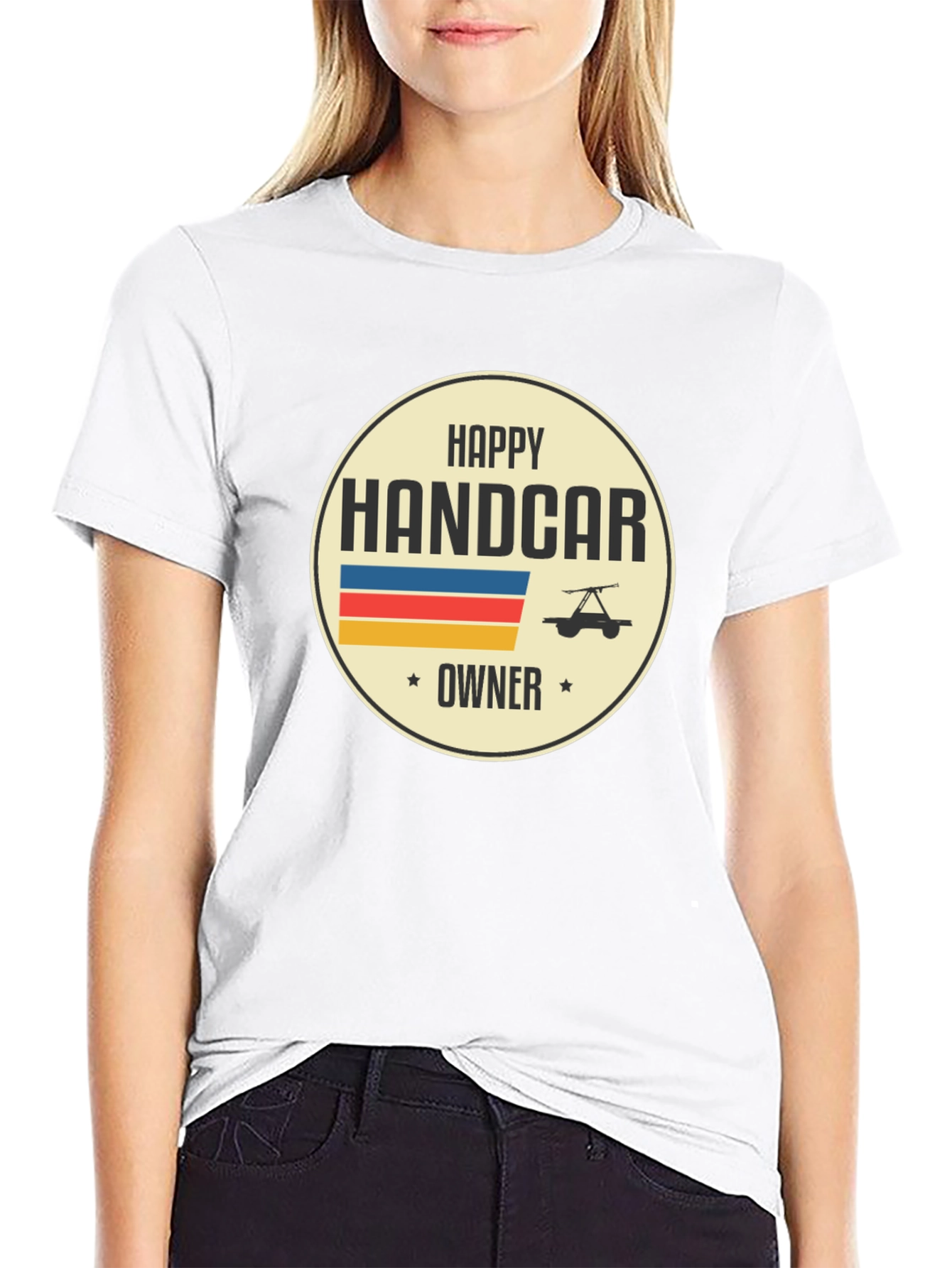 Happy Handcar Owner T-Shirt - Black Graphic Tee