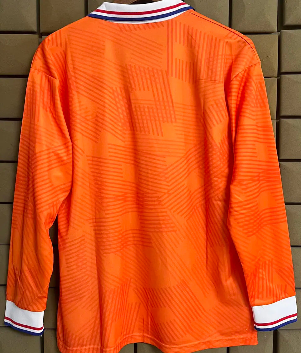 1991/1993 Netherlands Home Orange Retro Long Sleeve Soccer Jersey Back