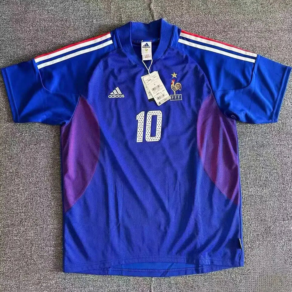ZIDANE #10 France Home Blue Retro Soccer Jersey 2002 ★★ Back