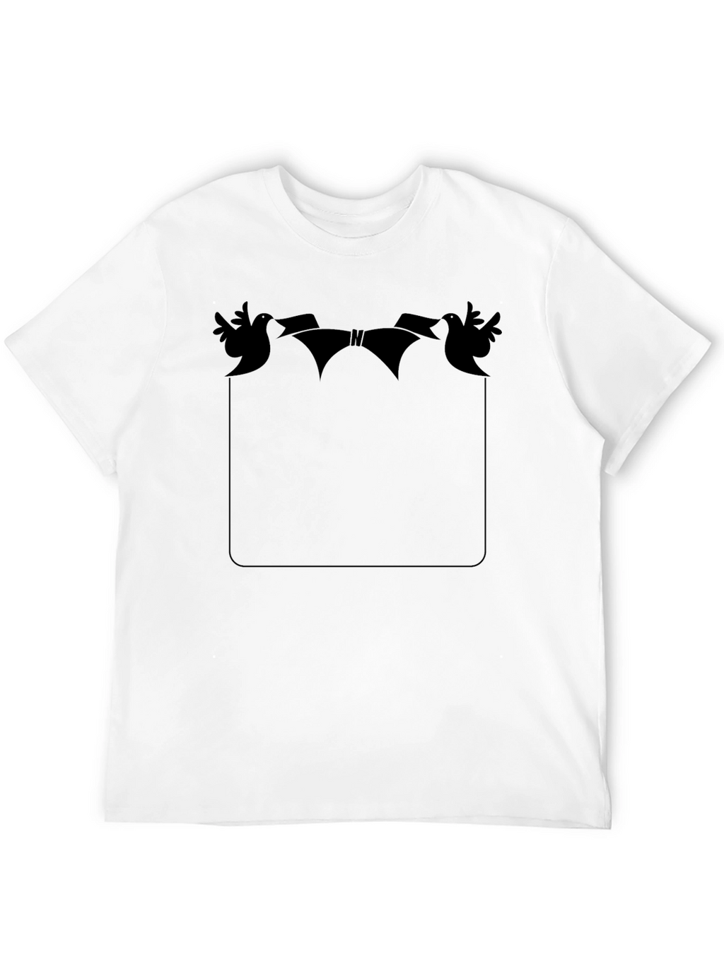 Novelty Bird & Ribbon Graphic Pocket T-Shirt