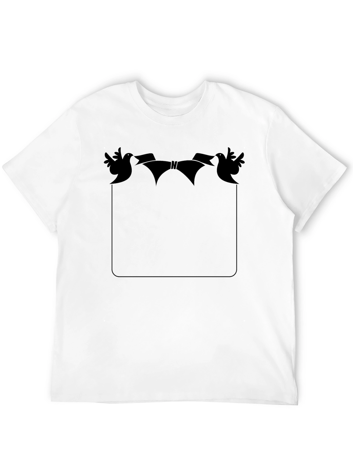 Novelty Bird & Ribbon Graphic Pocket T-Shirt