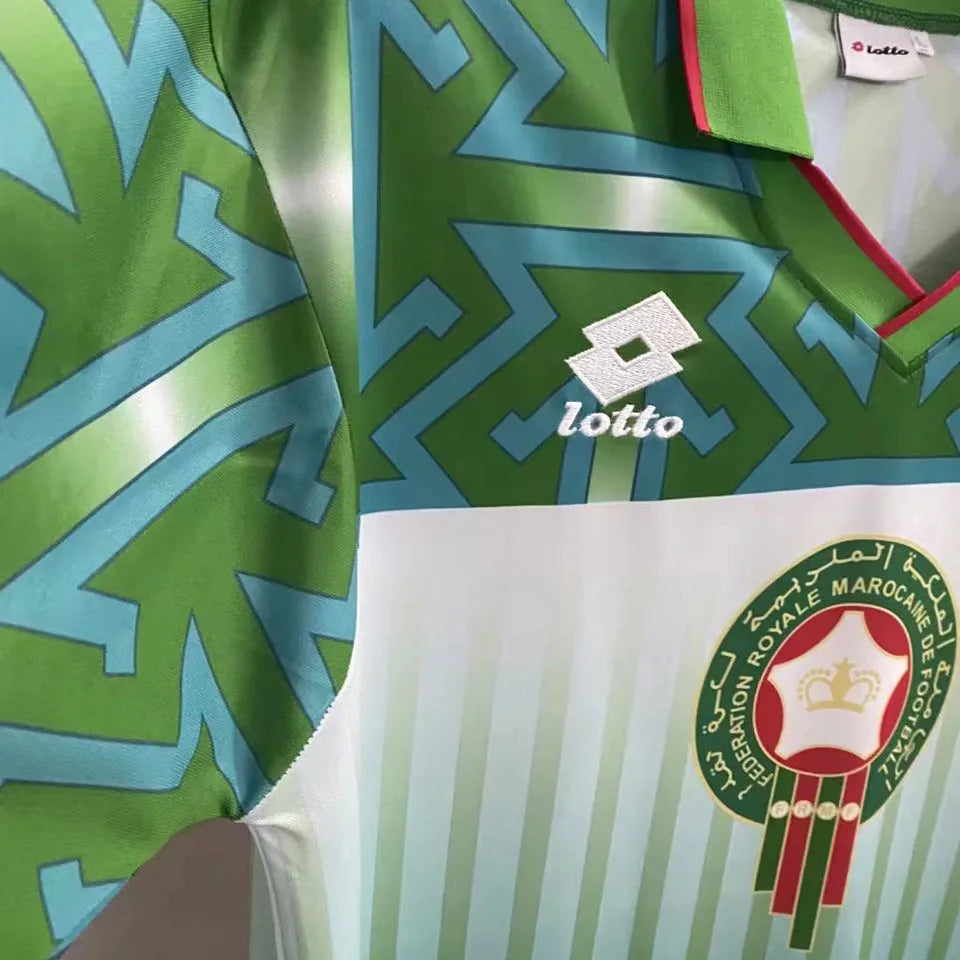 1994/95 Morocco Green Retro Soccer Jersey Detail 2