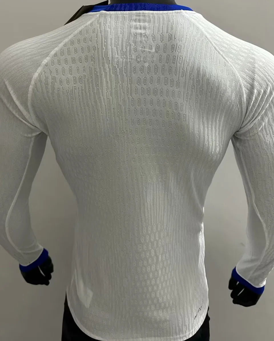 2025/26 England Home White Player Version Long Sleeve Soccer Jersey Back