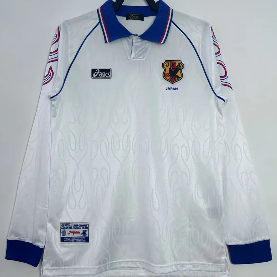 1998 Japan Away White Retro Long Sleeve Retro Jersey Front