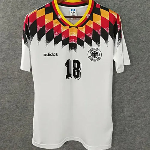 1994 Germany Home White Retro Soccer Jersey Back