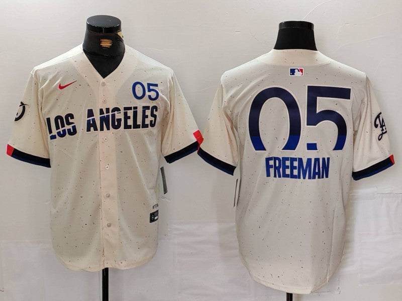 Men's Los Angeles Dodgers Freddie Freeman #5 Cream 2024 City Connect Limited Player Jerseys