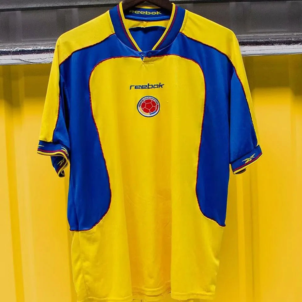 2001/02 Colombia Home Yellow Retro Soccer Jersey Front