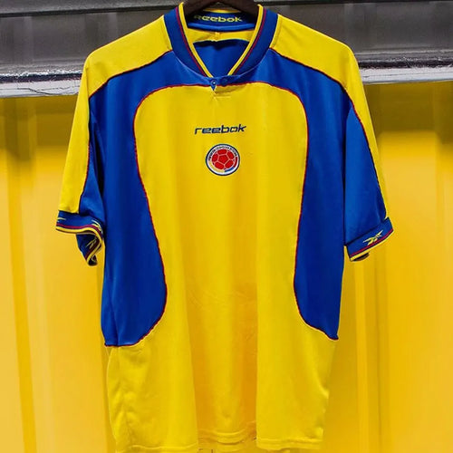 2001/02 Colombia Home Yellow Retro Soccer Jersey Front