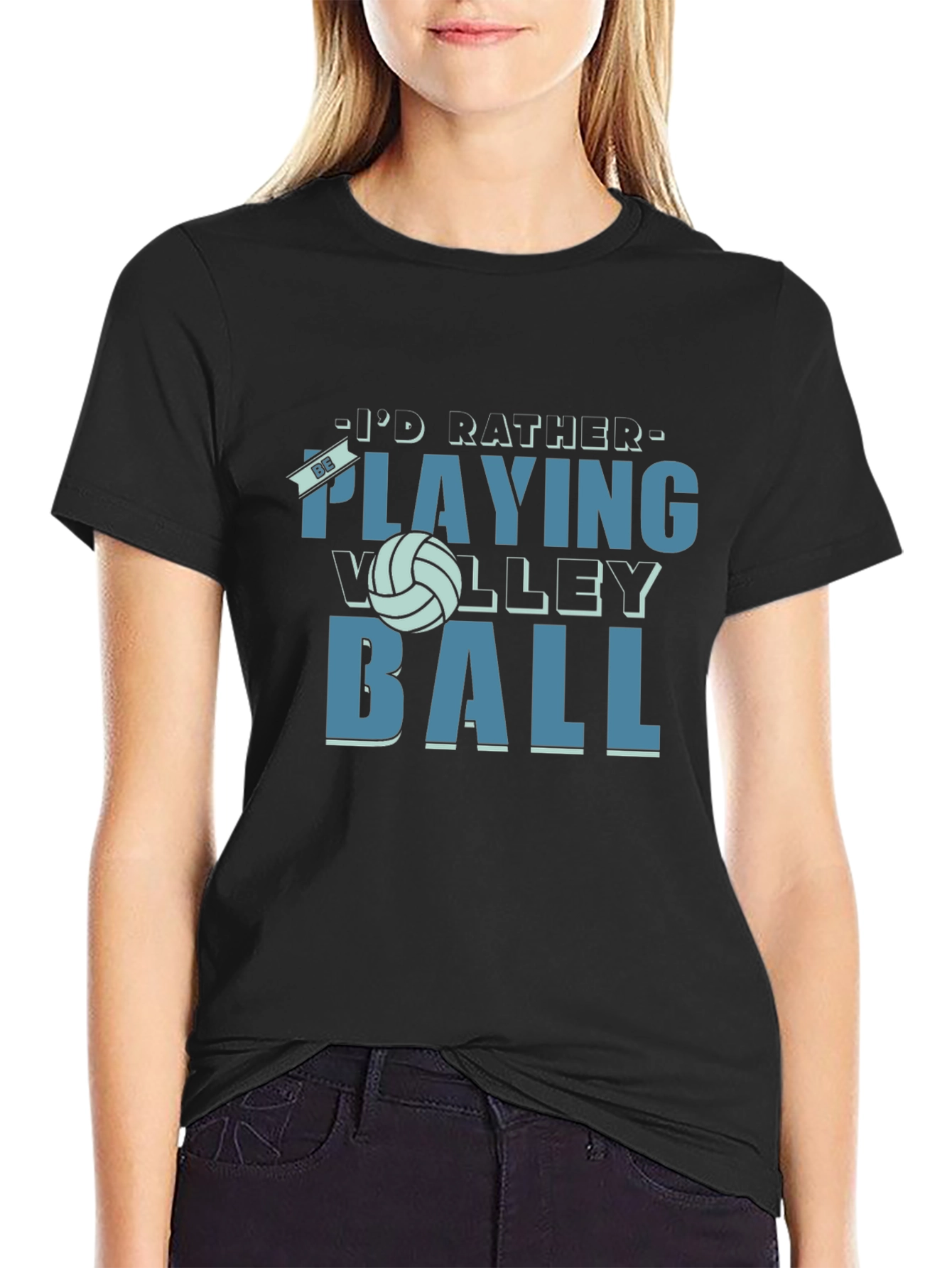 Volleyball Fan T-Shirt - Id Rather Be Playing Volleyball!