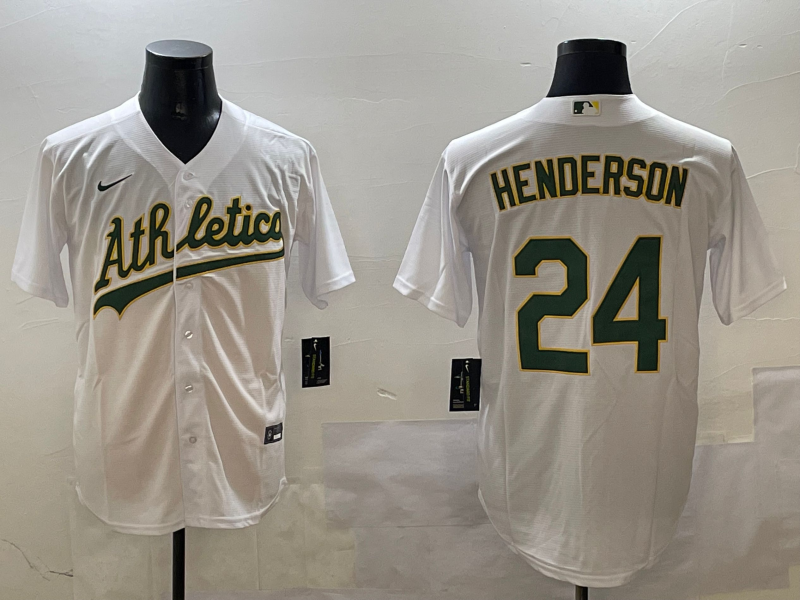 Men's Oakland Athletics Rickey Henderson #24 White Replica Team Jerseys