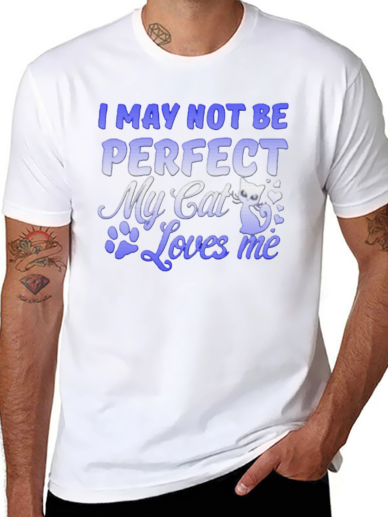 I May Not Be Perfect My Cat Loves Me Black T-Shirt