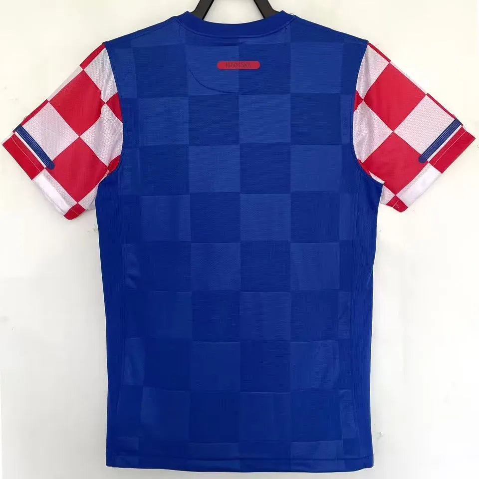 2010 Croatia Away Royal Blue Retro Soccer Jersey Detail 2
