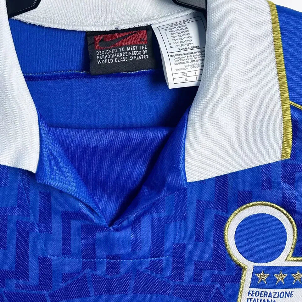 1995 Italy Home Blue Retro Soccer Jersey Detail 1