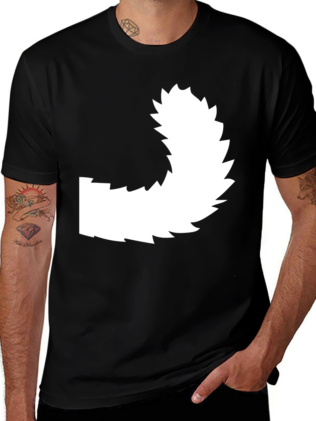 Novelty Wolf Tail Graphic Tee - Cool & Quirky Design