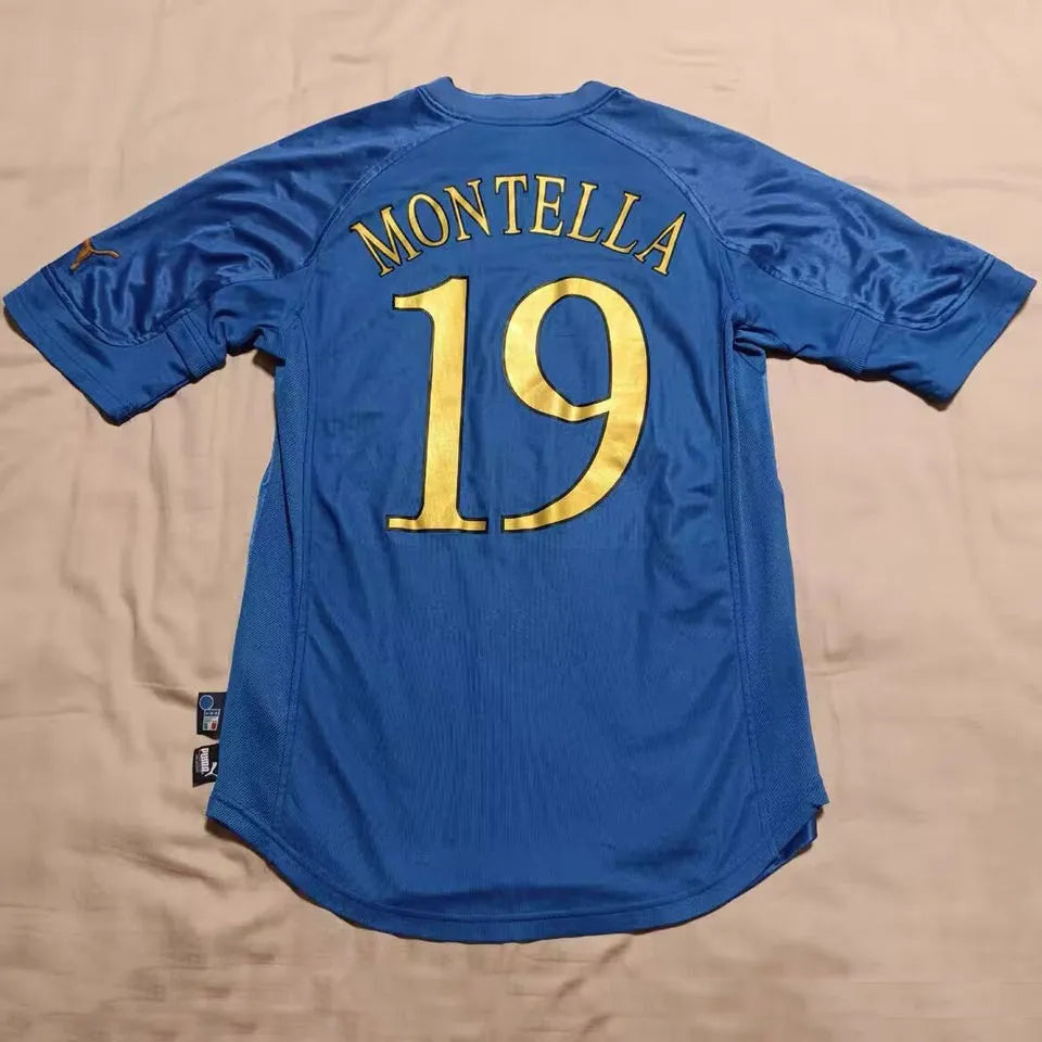 2004 Italy Home Blue Retro Soccer Jersey Back