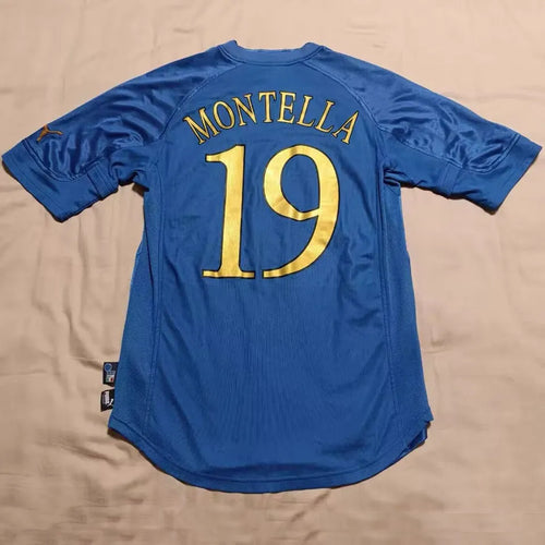 2004 Italy Home Blue Retro Soccer Jersey Back