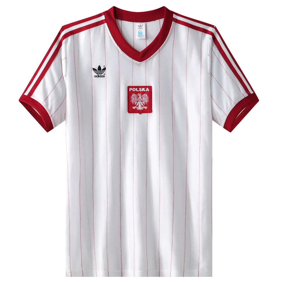 1982 Poland Home White Retro Soccer Jersey Front