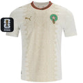 2026/27 Morocco Away White Fans Soccer Jersey (Have Right Patch 有右臂章 黑底白字） Front