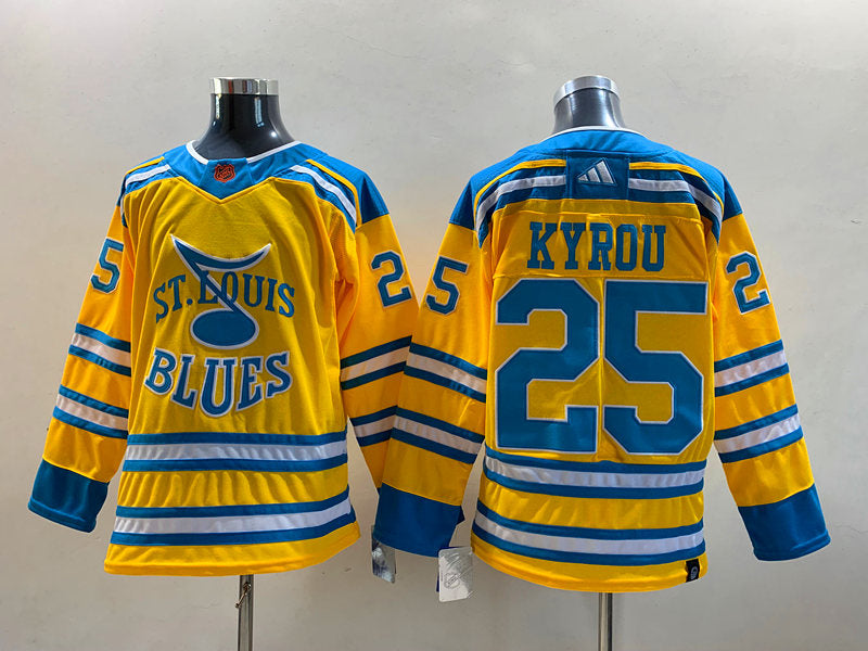 Men's St. Louis Blues Jordan Kyrou #25 Yellow Breakaway Player Jerseys