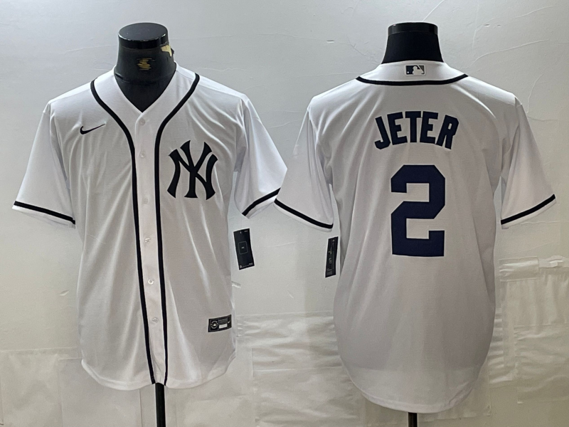 Men's New York Yankees Derek Jeter #2 White Limited Game Jerseys