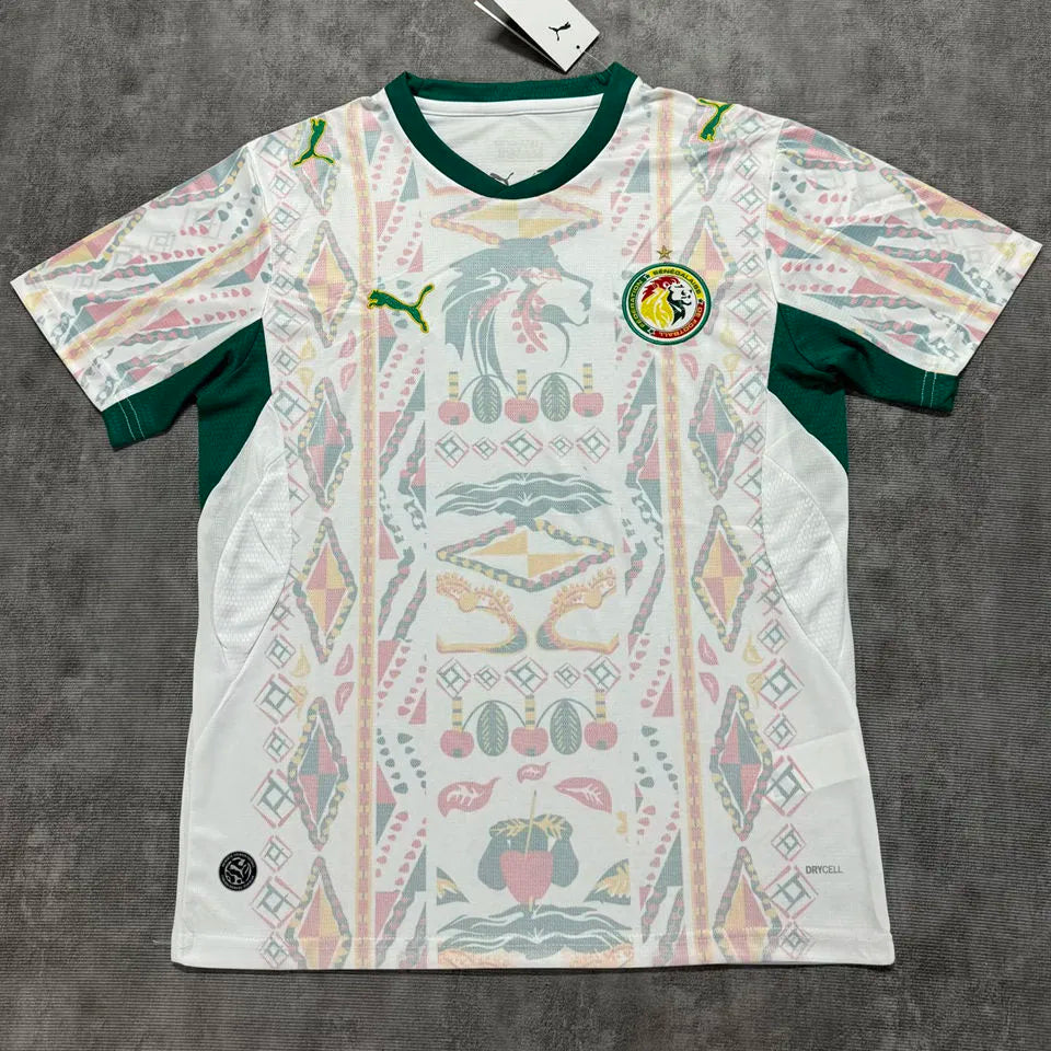 2026/27 Senegal Home White Fans Soccer Jersey (Have Right Patch 有右臂章 黑底白字） Back