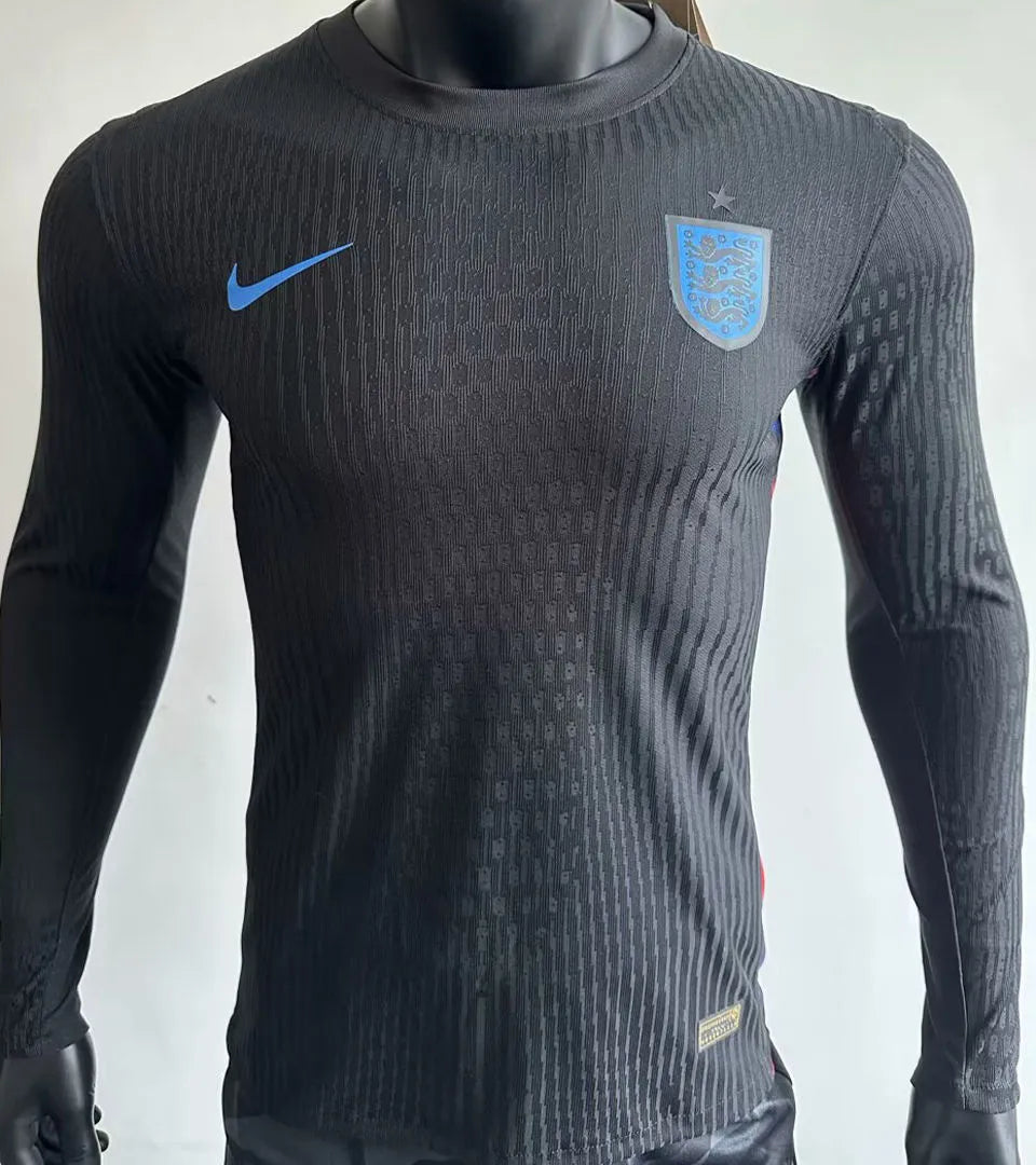 2025/26 England Away Black Player Version Long Sleeve Soccer Jersey Front