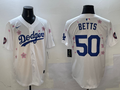 Men's Los Angeles Dodgers Mookie Betts #50 White Alternate Replica Player Jerseys