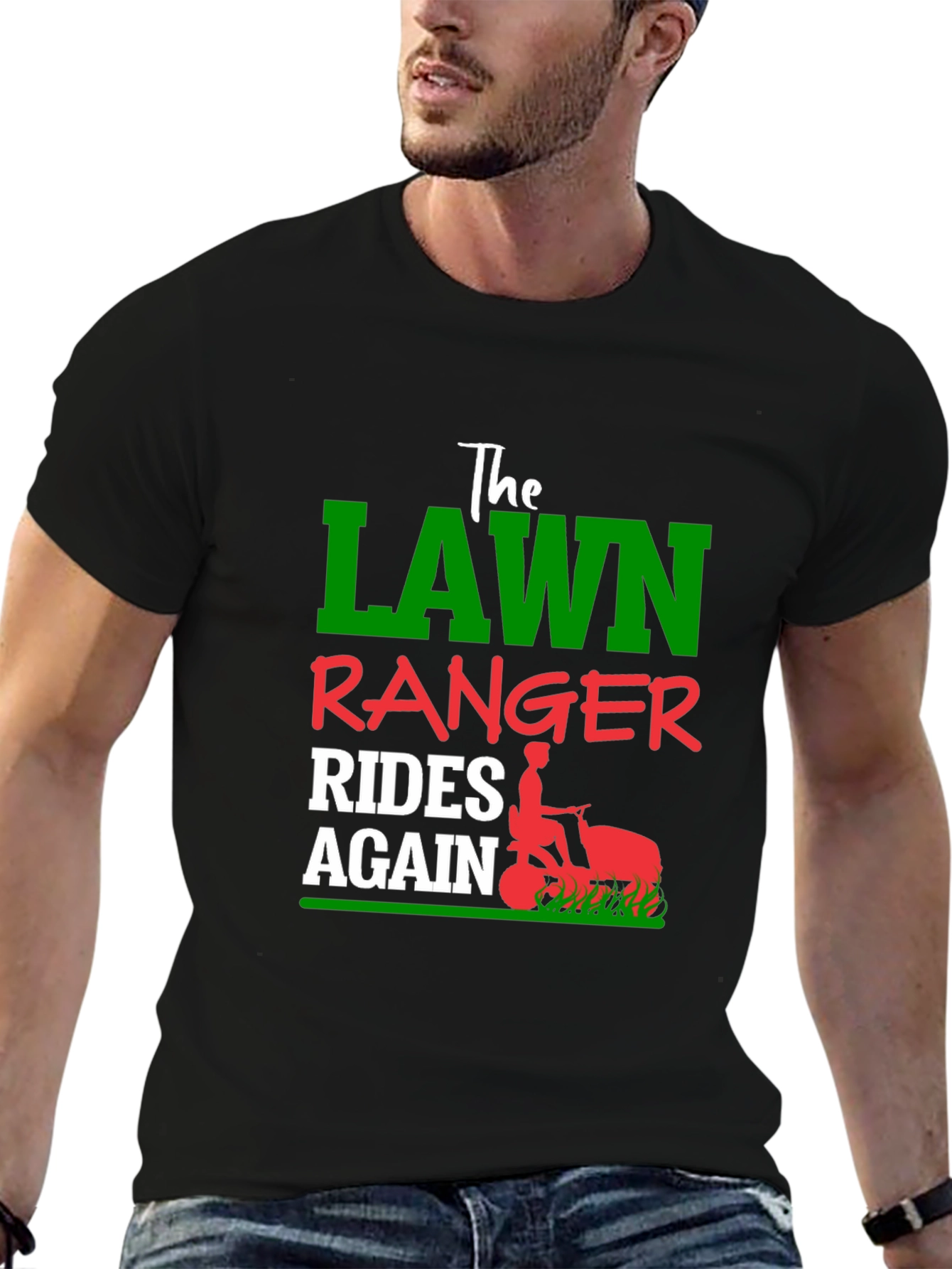Lawn Ranger Rides Again Black T-Shirt