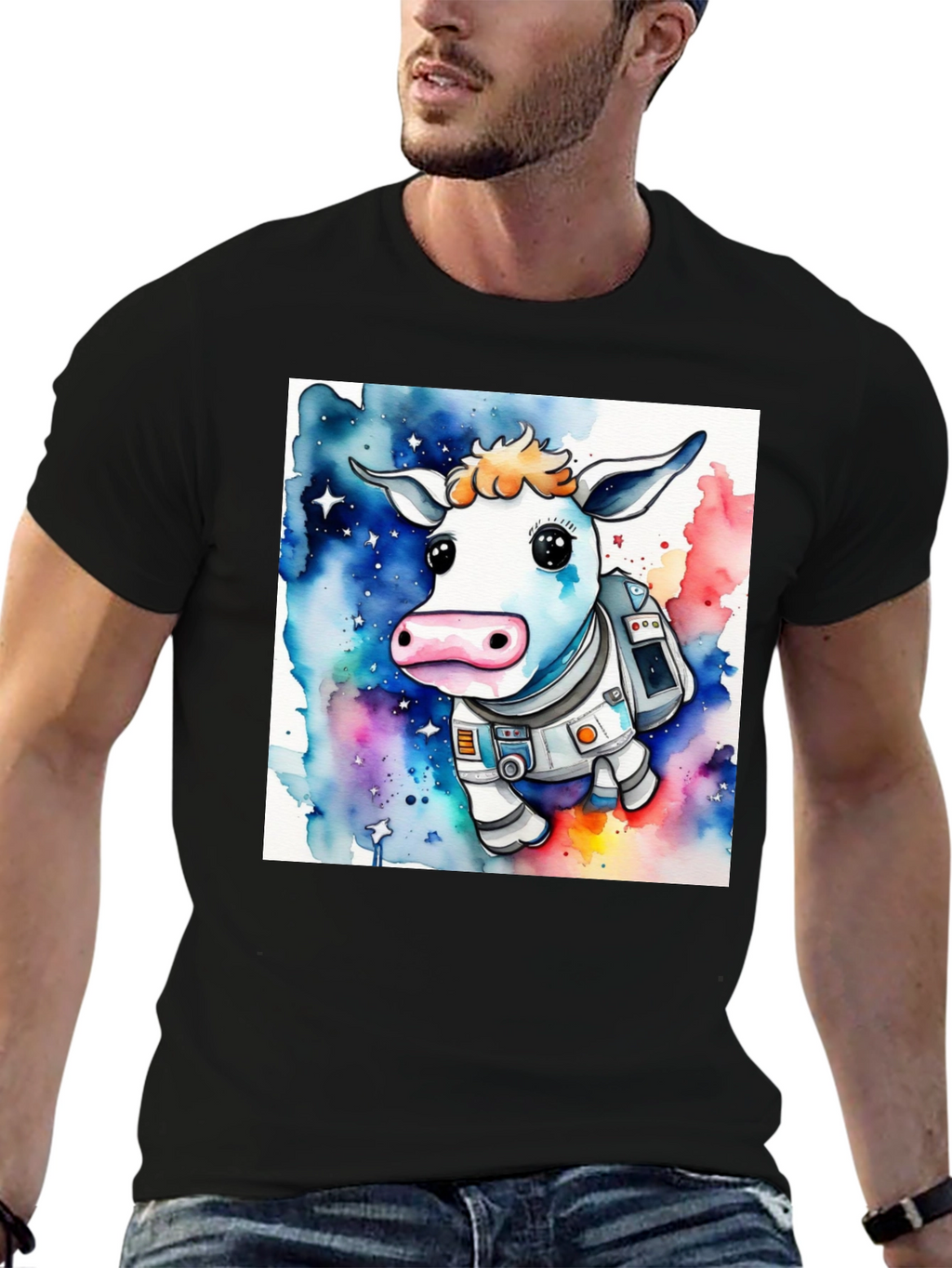 Cow Astronaut Graphic T-Shirt - Space Moo-n Explorers!