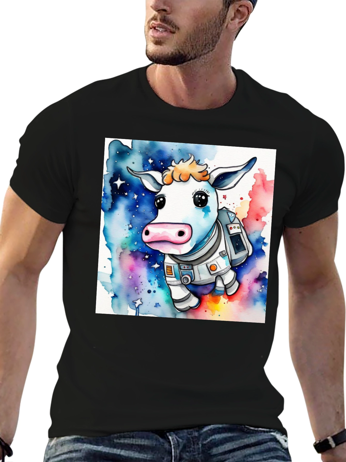 Cow Astronaut Graphic T-Shirt - Space Moo-n Explorers!