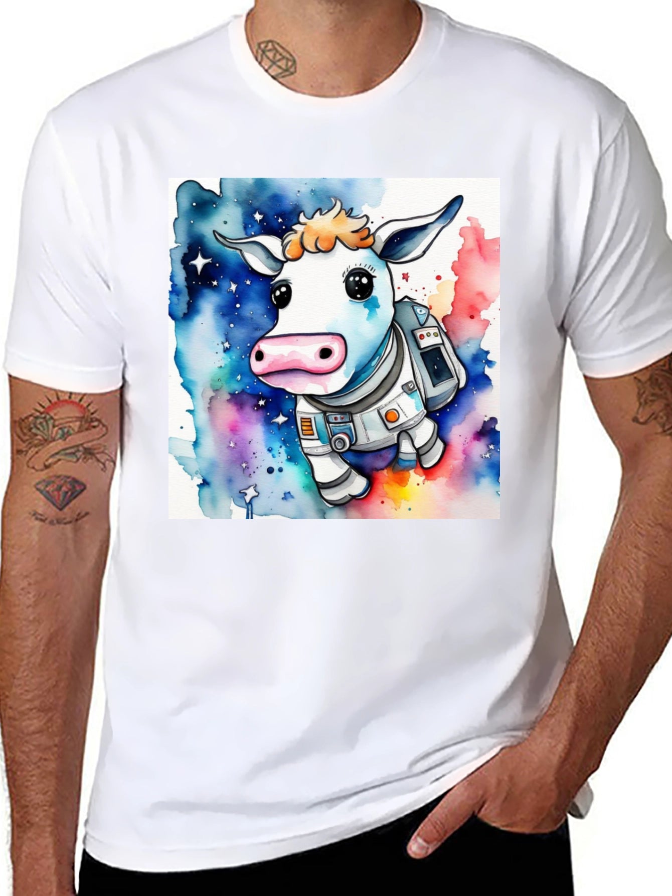 Cow Astronaut Graphic T-Shirt - Space Moo-n Explorers!