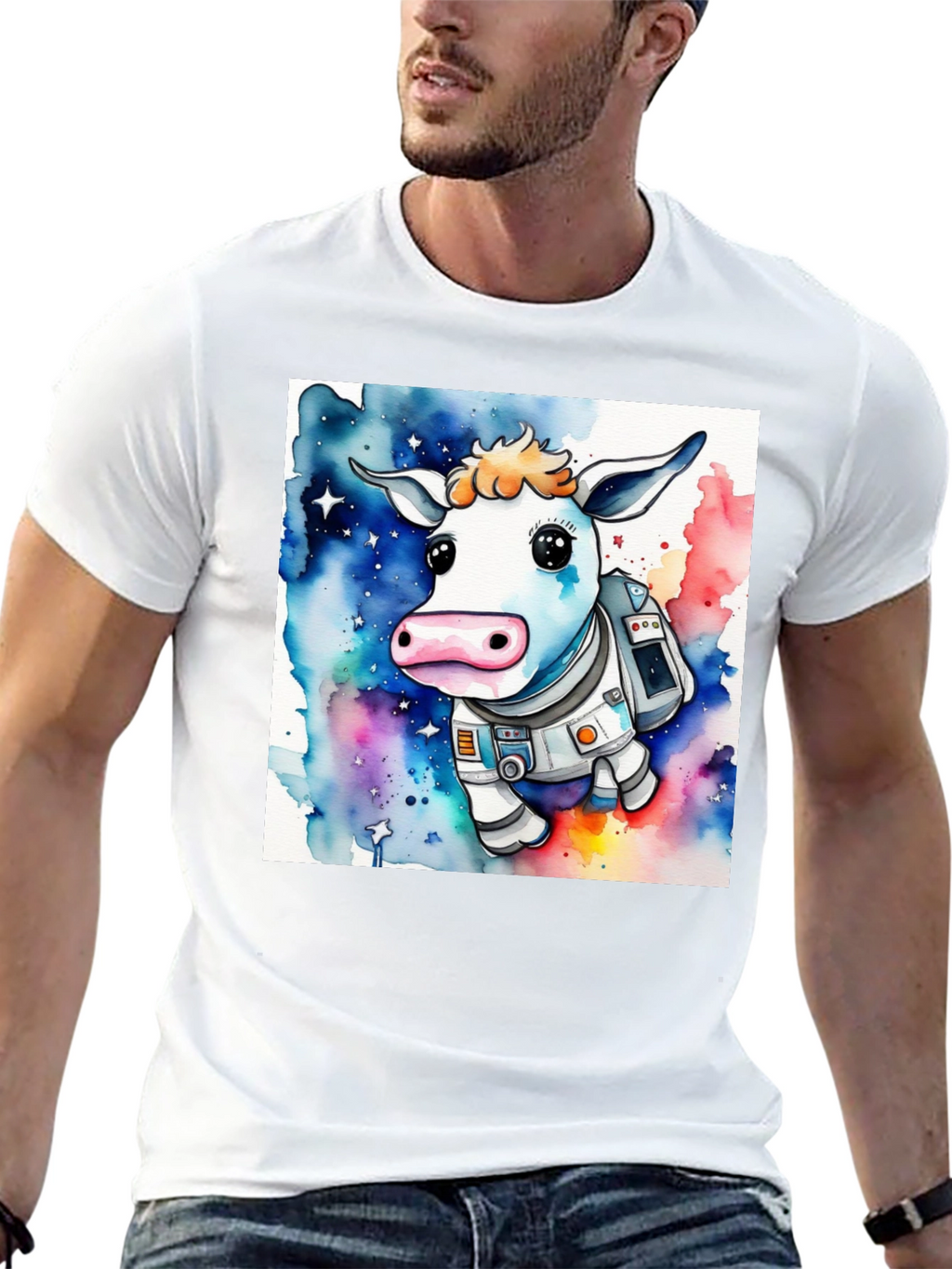 Cow Astronaut Graphic T-Shirt - Space Moo-n Explorers!